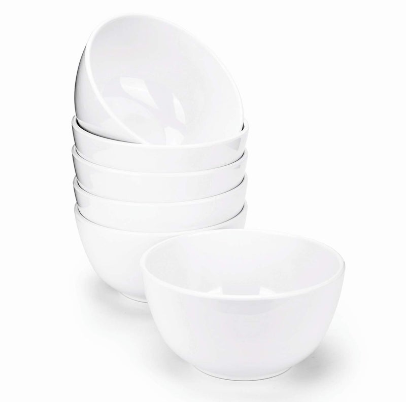 KX-WARE Melamine Bowls set - 28oz 6inch 100% Melamine Cereal/Soup/Salad Bowls, Set of 6 White | Shatter-Proof and Chip-Resistant Dishwasher Safe, BPA Free - Image 1